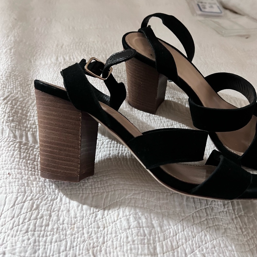 Black suede block heel sandal from JCrew